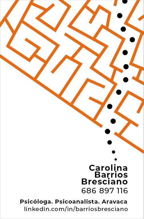 Tarjeta de visita de Carolina Barrios: psicóloga y psicoanalista en Aravaca, teléfono 686 897 116